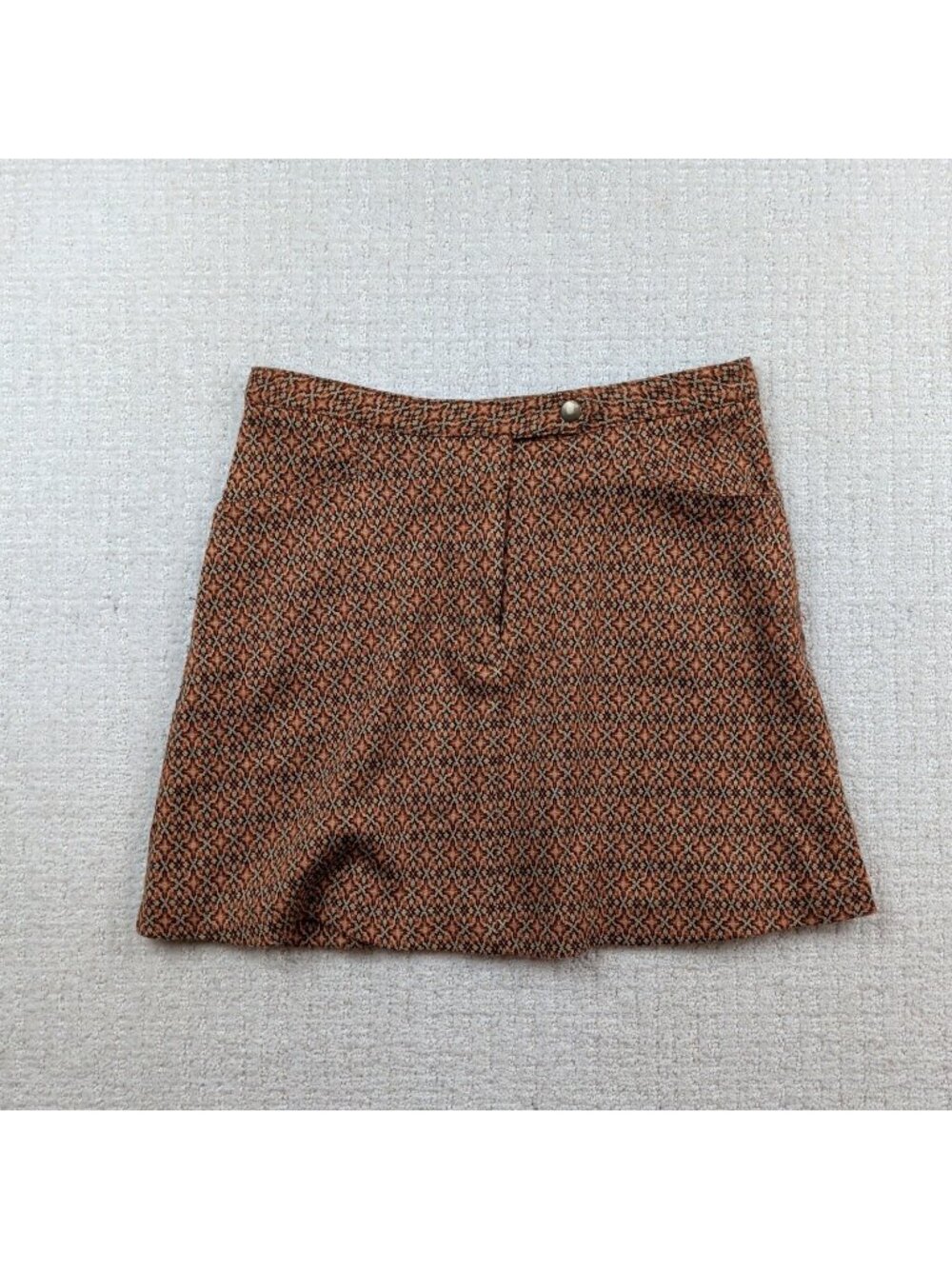 Vintage 70's 579 Mini Skirt Mosaic Micro pattern Preppy Retro Office Wom 3*